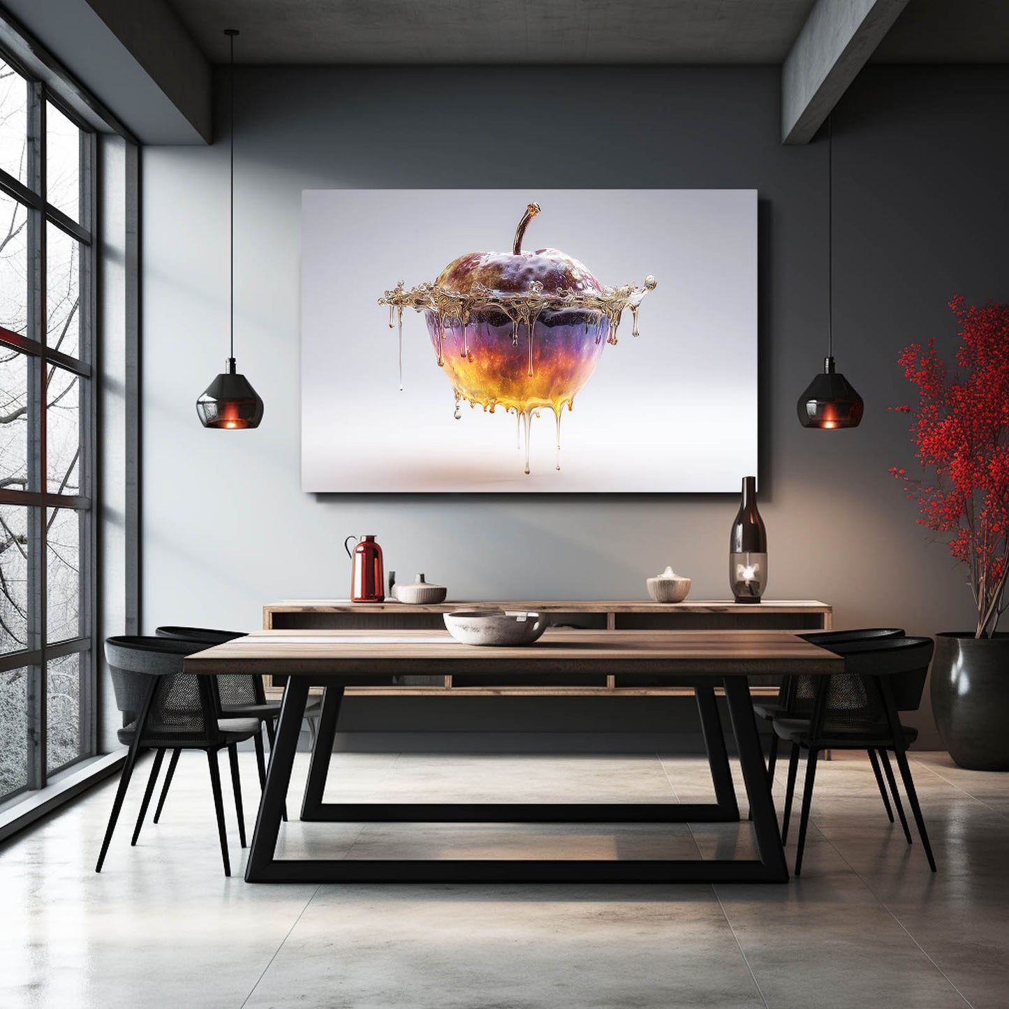 Caramel Honey Melt Apple Canvas Art – styled in a furnished interior