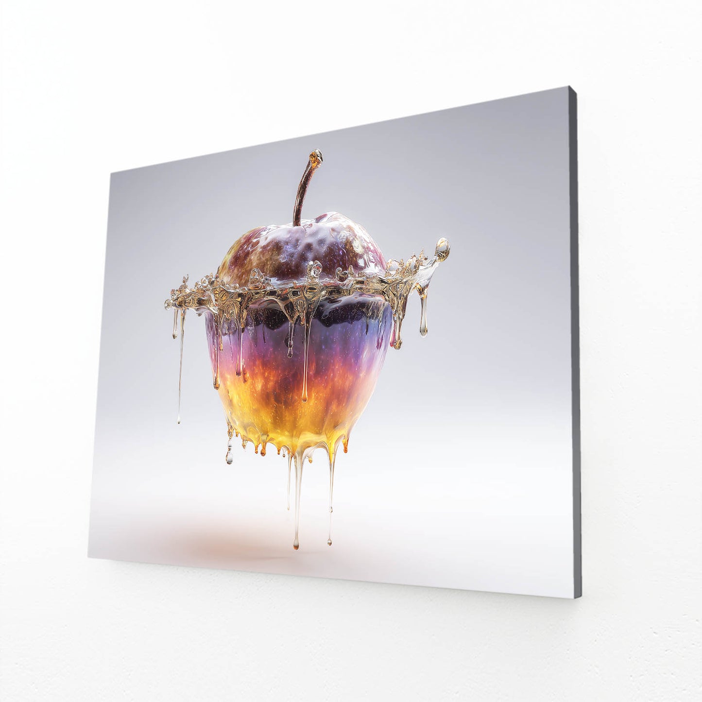 Caramel Honey Melt Apple Canvas Art – angled canvas view on white background