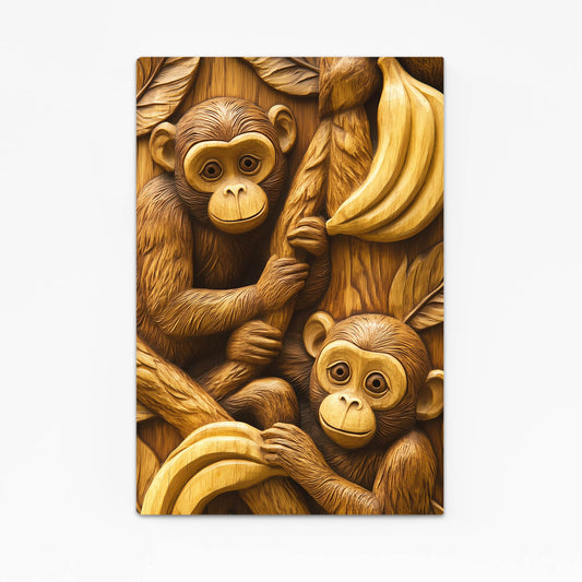Carved Wood Banana Monkey Canvas – carved wood banana monkey canvas print