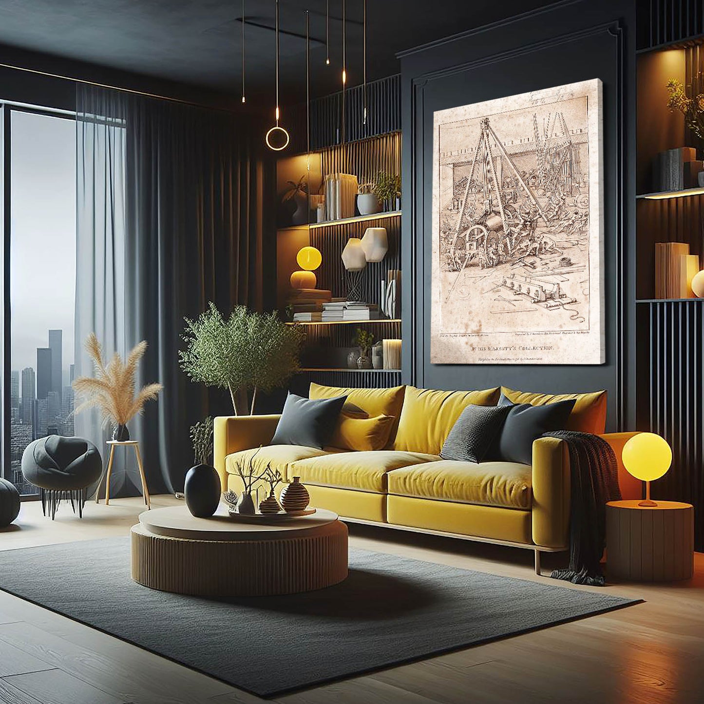 Casting Yard Machinery Da Vinci Wall Art – styled in a furnished interior