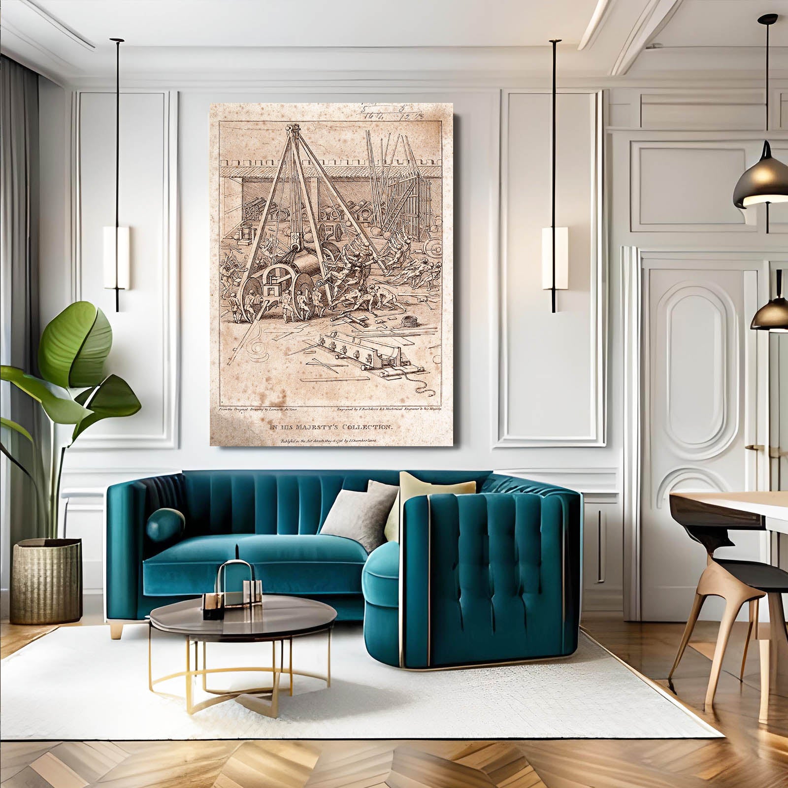 Casting Yard Machinery Da Vinci Wall Art – styled in a furnished interior