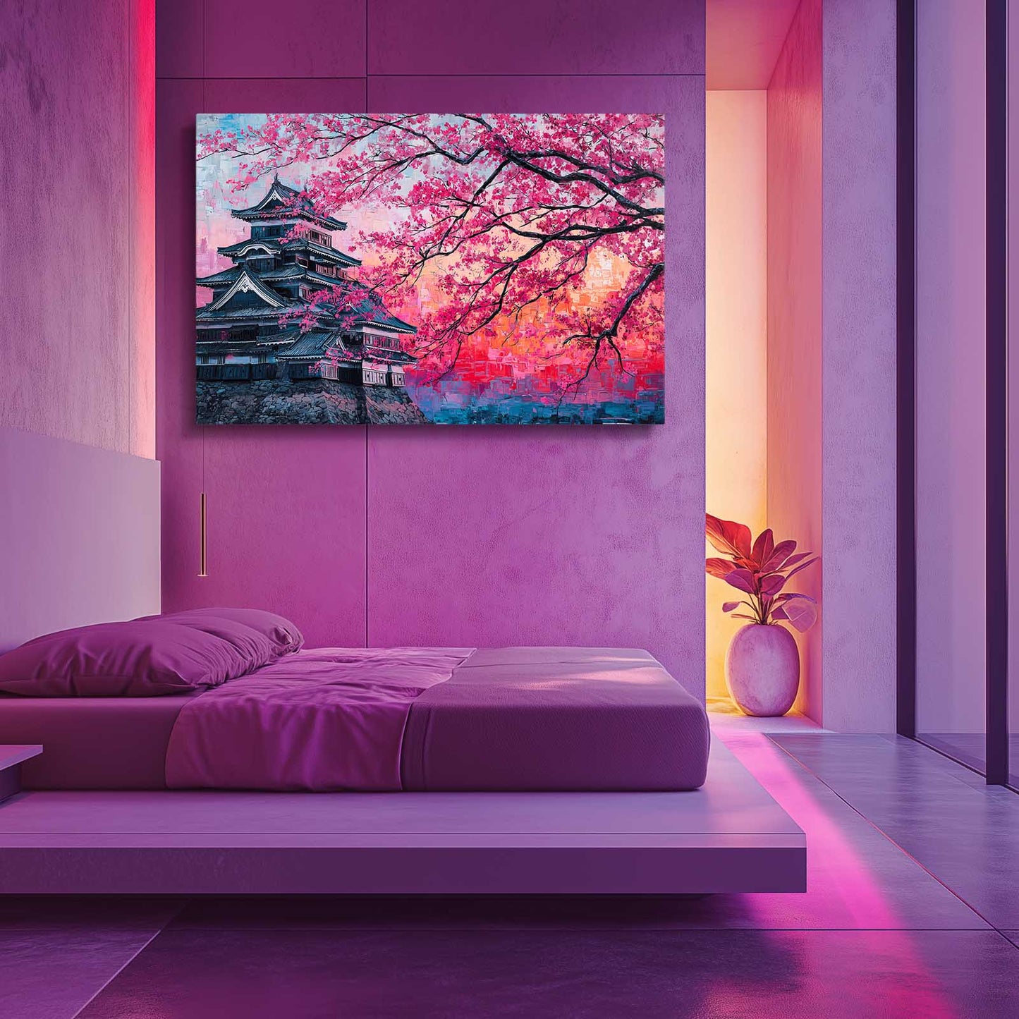 Castle Pink Canopy Cherry Blossom Wall Decor – styled in a furnished interior