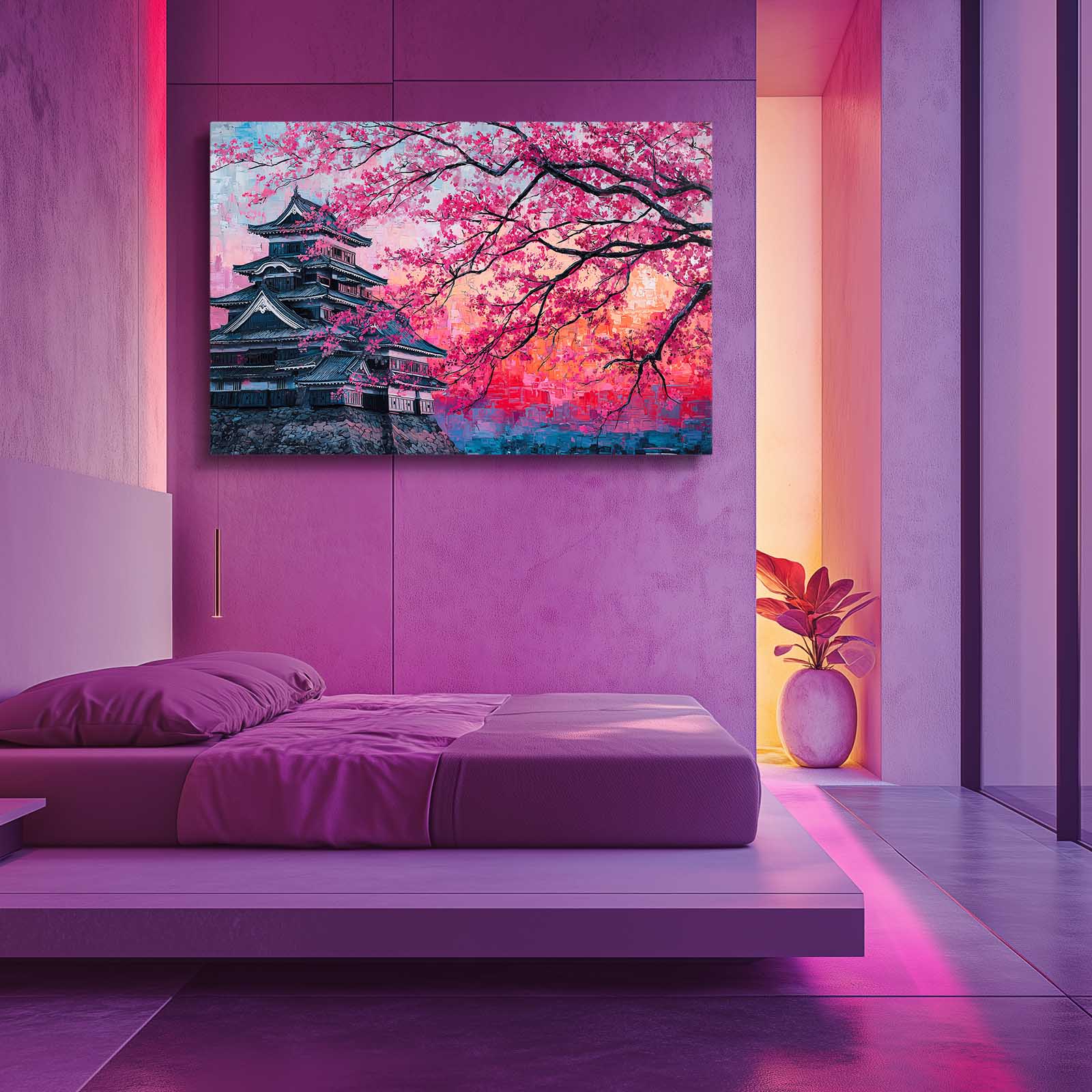 Castle Pink Canopy Cherry Blossom Wall Decor – styled in a furnished interior