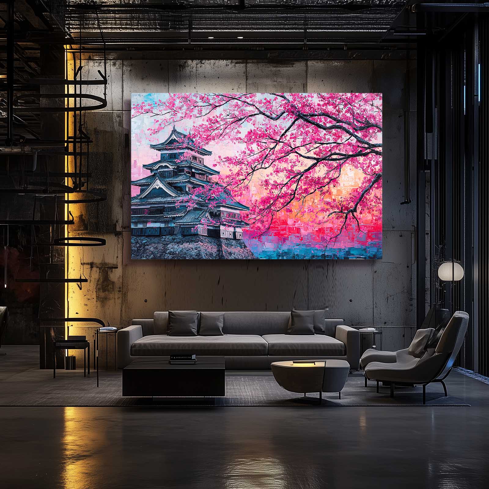 Castle Pink Canopy Cherry Blossom Wall Decor – styled in a furnished interior
