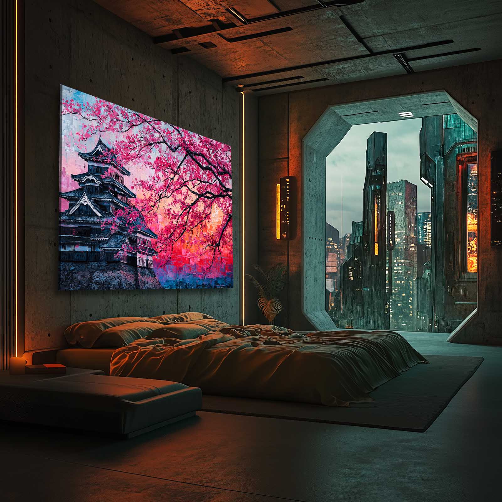 Castle Pink Canopy Cherry Blossom Wall Decor – styled in a furnished interior