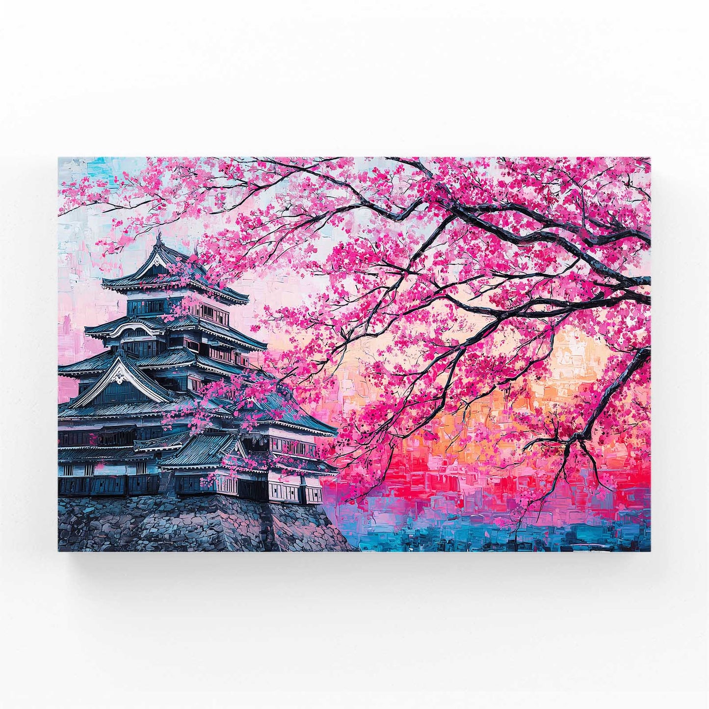 Castle Pink Canopy Cherry Blossom Wall Decor – castle pink canopy cherry blossom canvas print