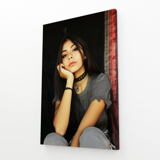 Casual Gray Portrait Photography Canvas – angled canvas view on white background