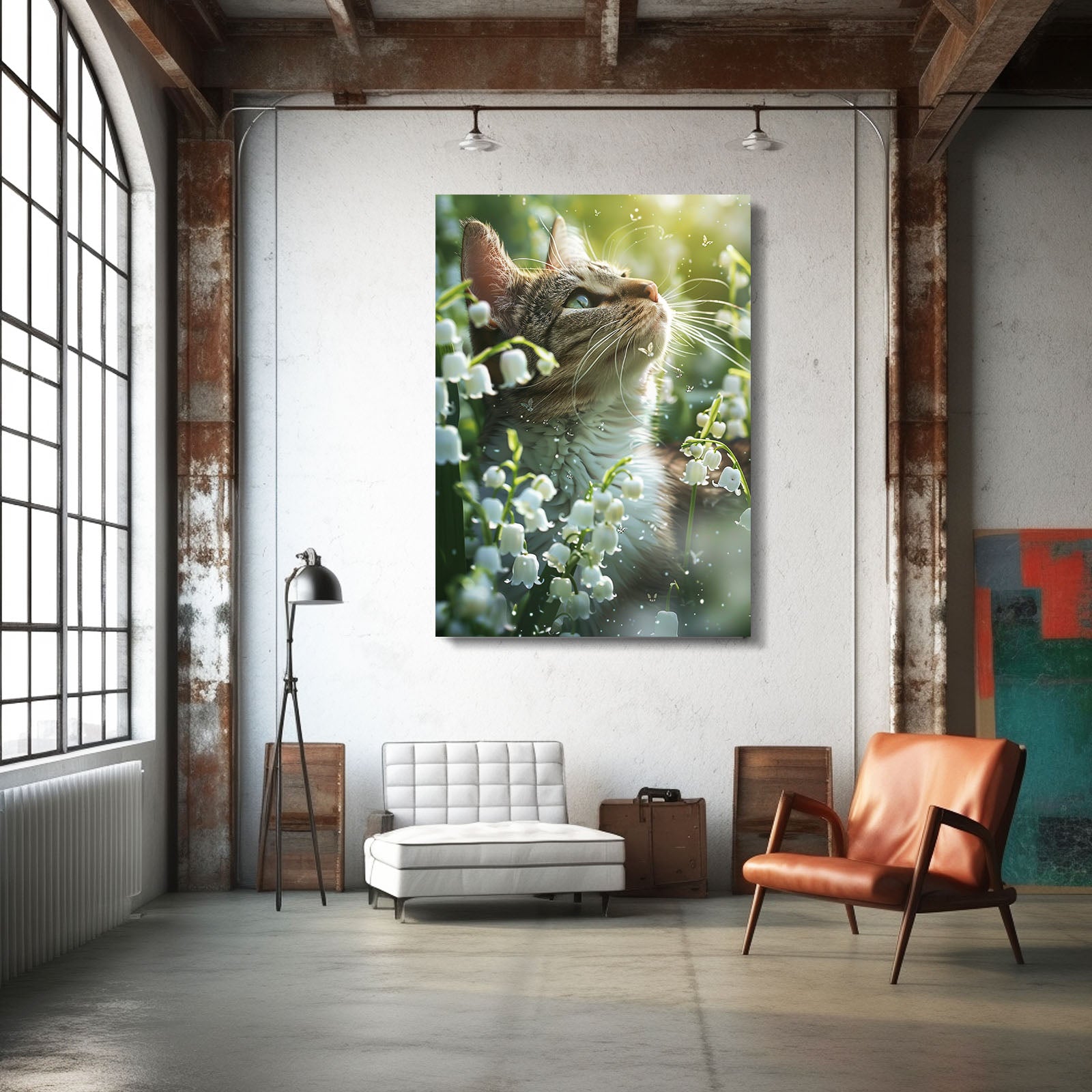 Cat and Flowers Wall Art