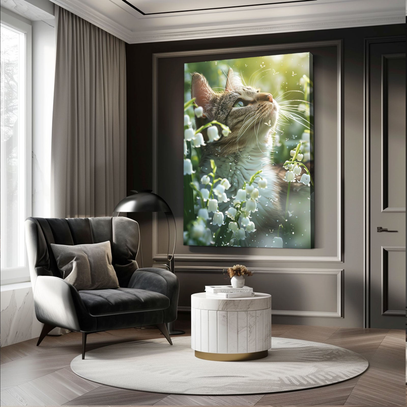 Cat and Flowers Wall Art