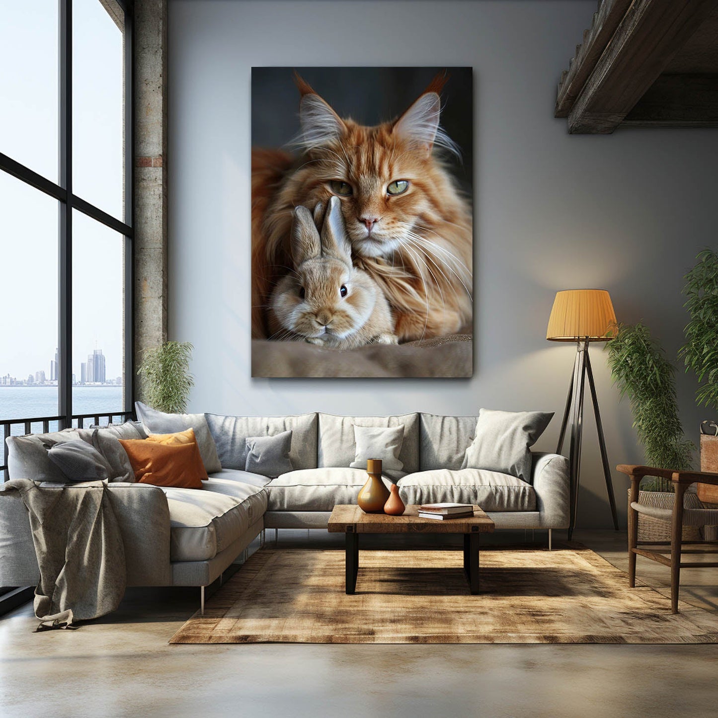 Cat Bunny Canvas – angled canvas view on white background