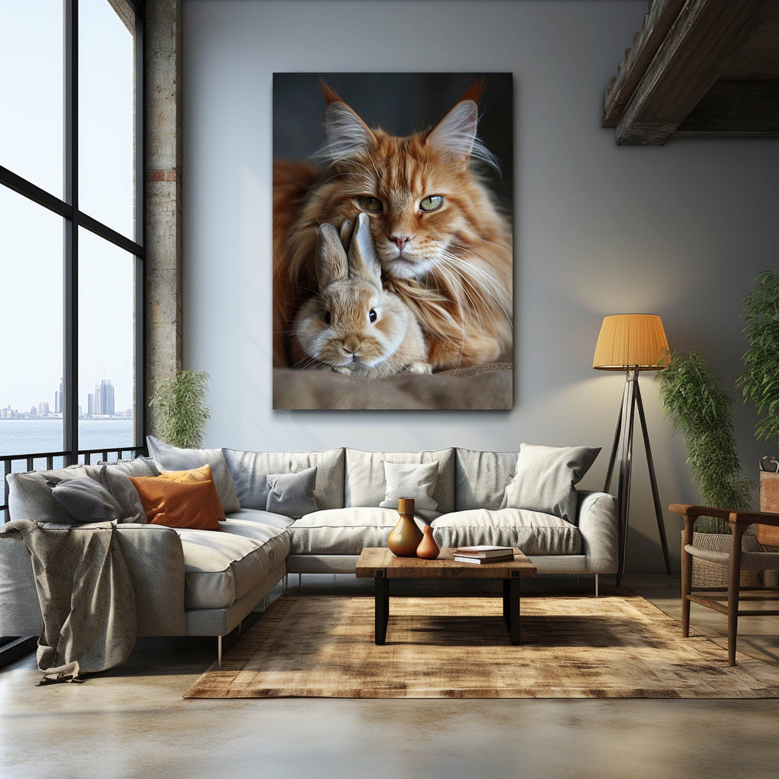 Cat Bunny Canvas – angled canvas view on white background