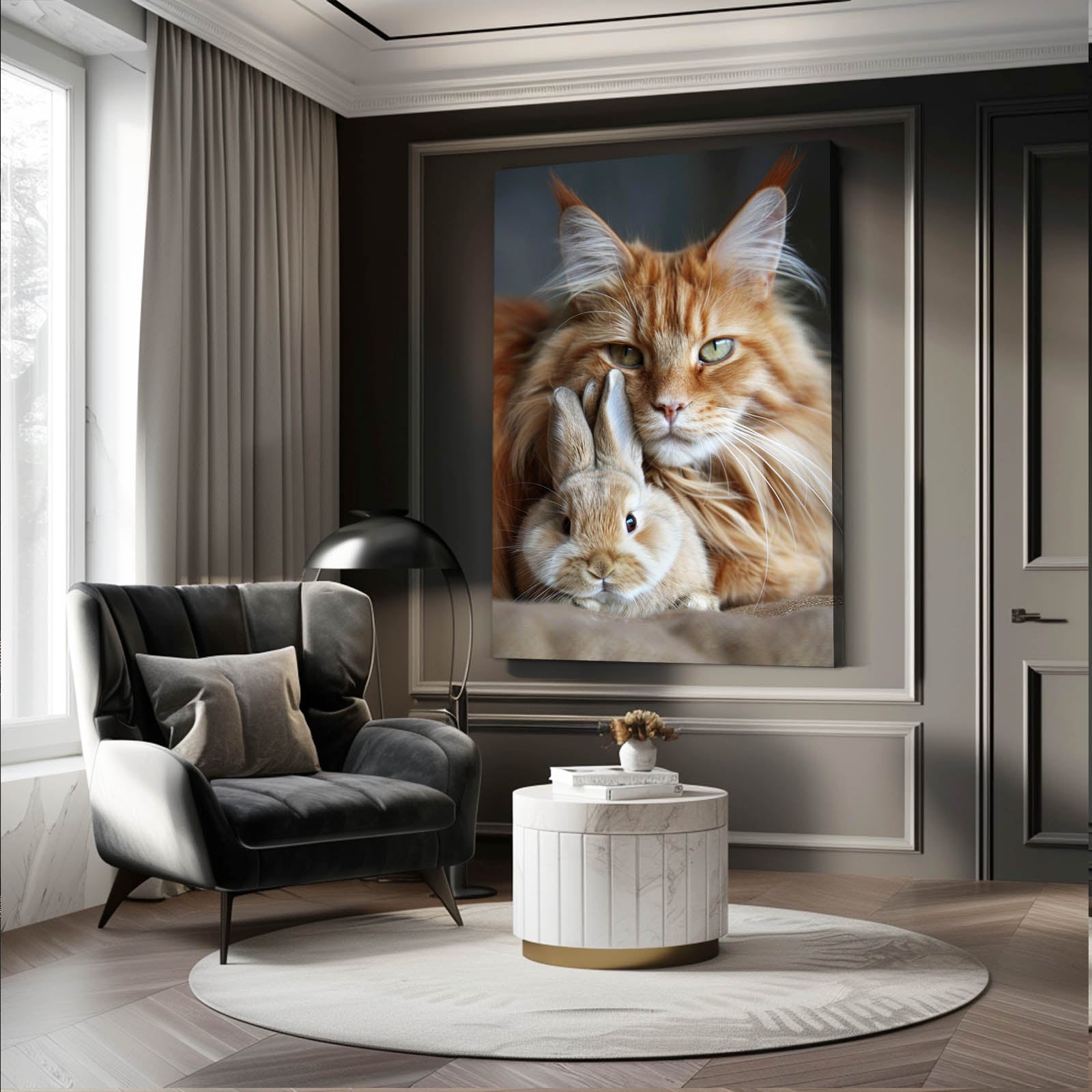 Cat Bunny Canvas – angled canvas view on white background