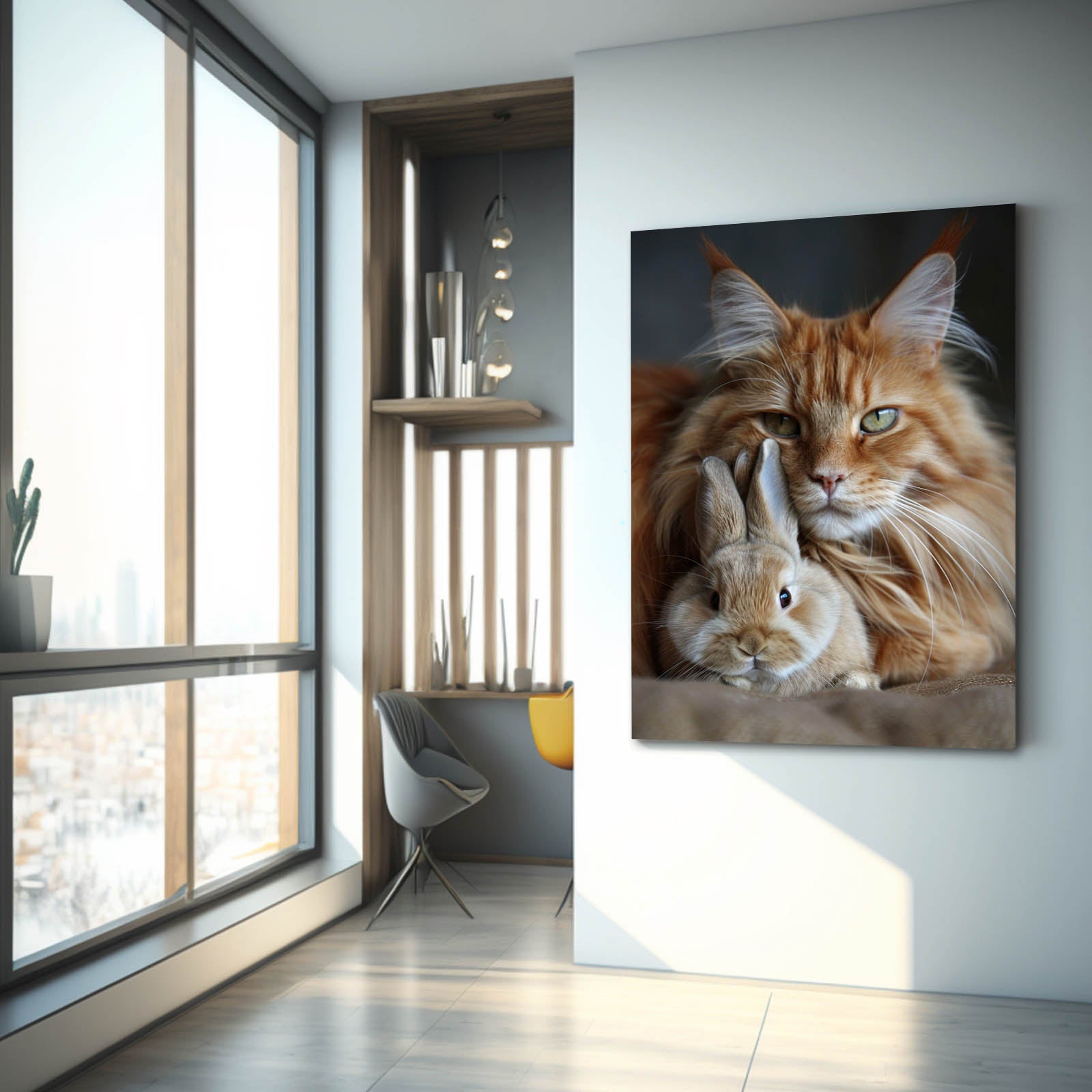 Cat Bunny Canvas – angled canvas view on white background