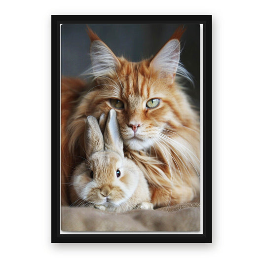 Cat Bunny Canvas – with Premium Black wood frame