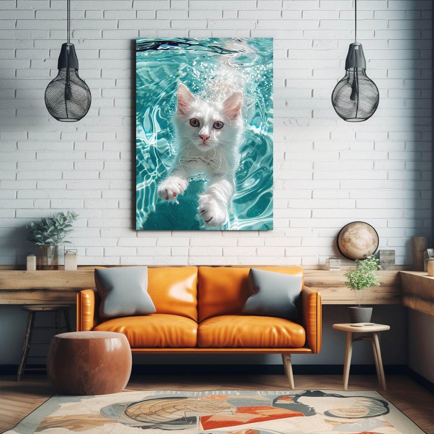 Cat In Water Art