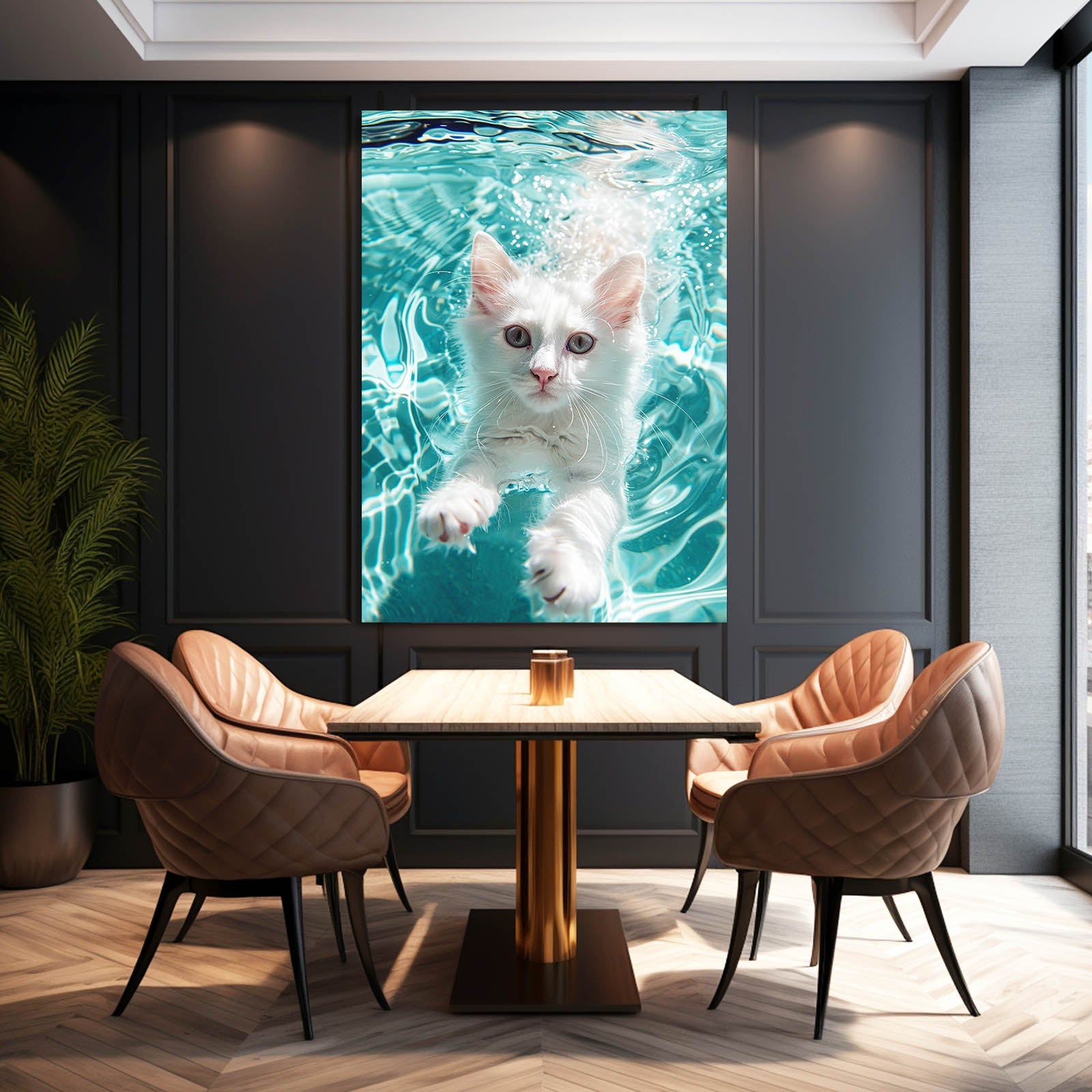 Cat In Water Art