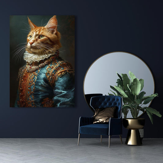 Cat Portrait Wall Art — classic canvas print in brown tones, view 3