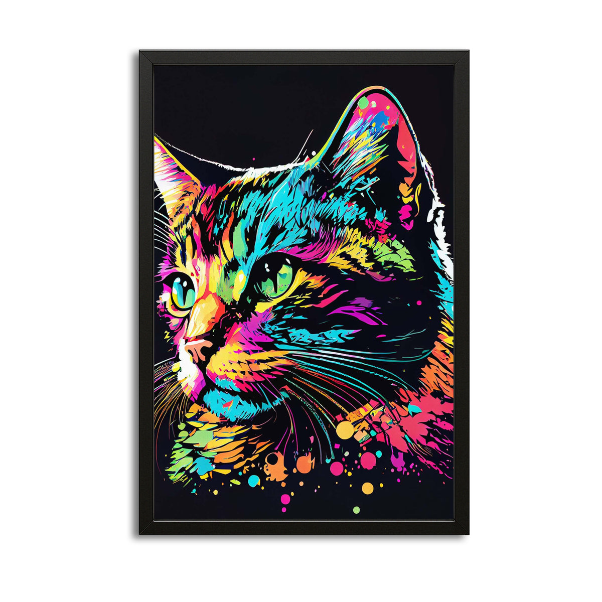 Cat Powerful Color Wall Art — contemporary canvas print in white tones, canvas print on white background
