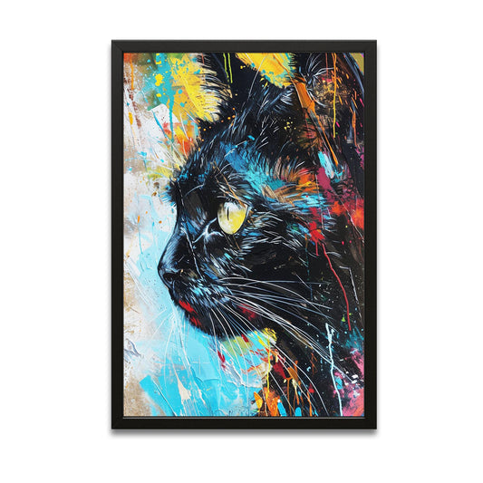 Cat Print On Canvas — graffiti canvas print in blue tones, canvas print on white background