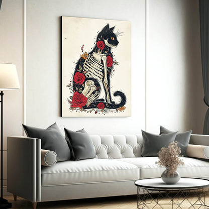 Cat Skeleton Wall Art
