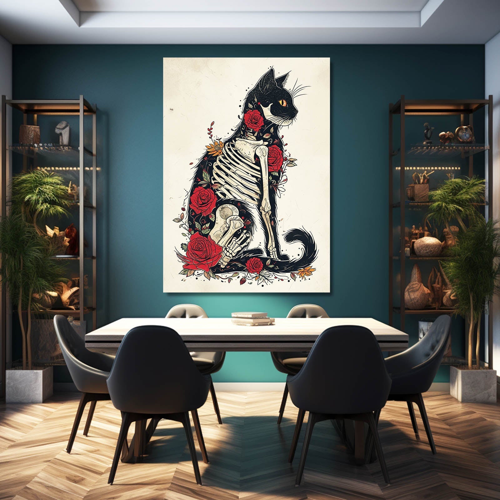 Cat Skeleton Wall Art