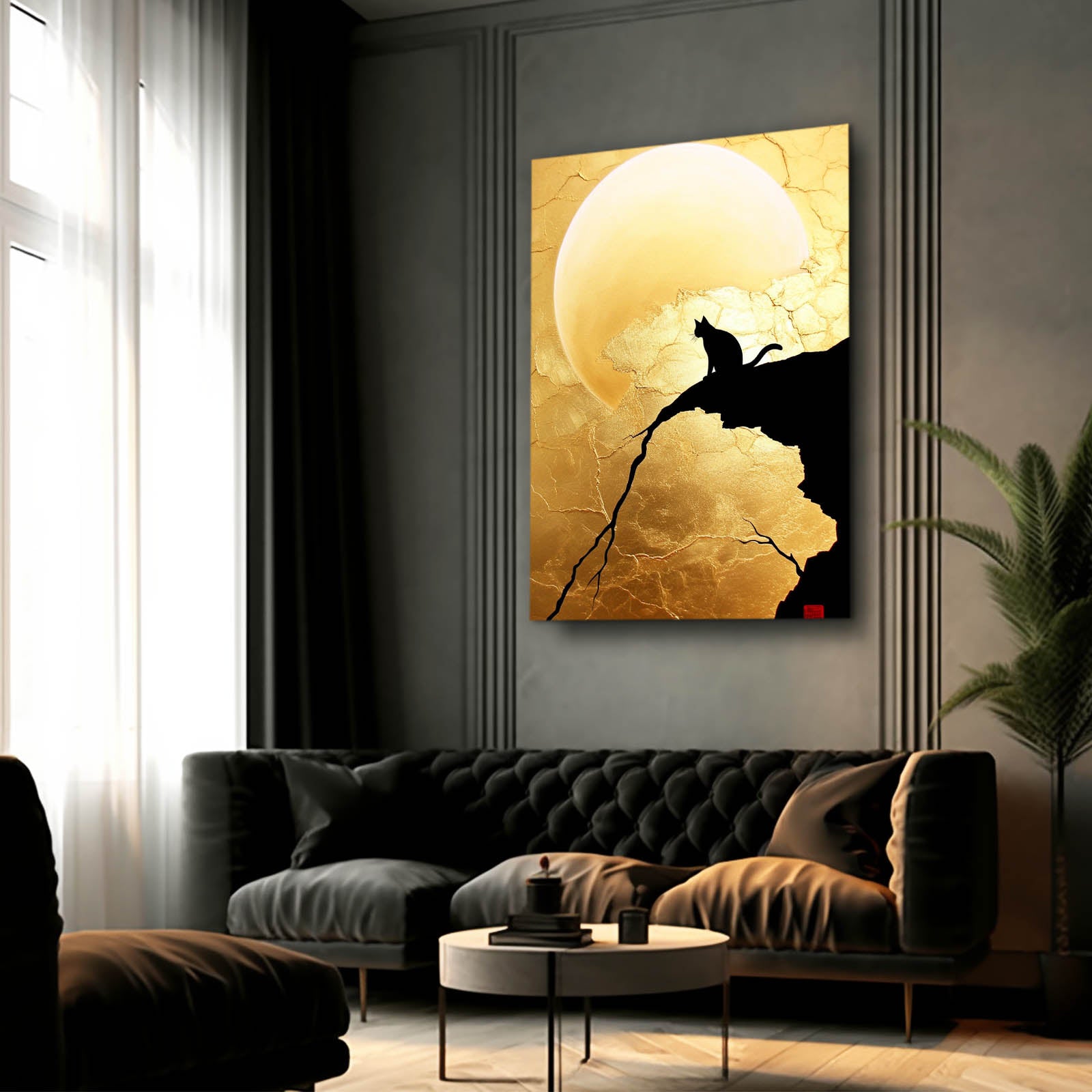 Cat Sun Silhouette Wall Art