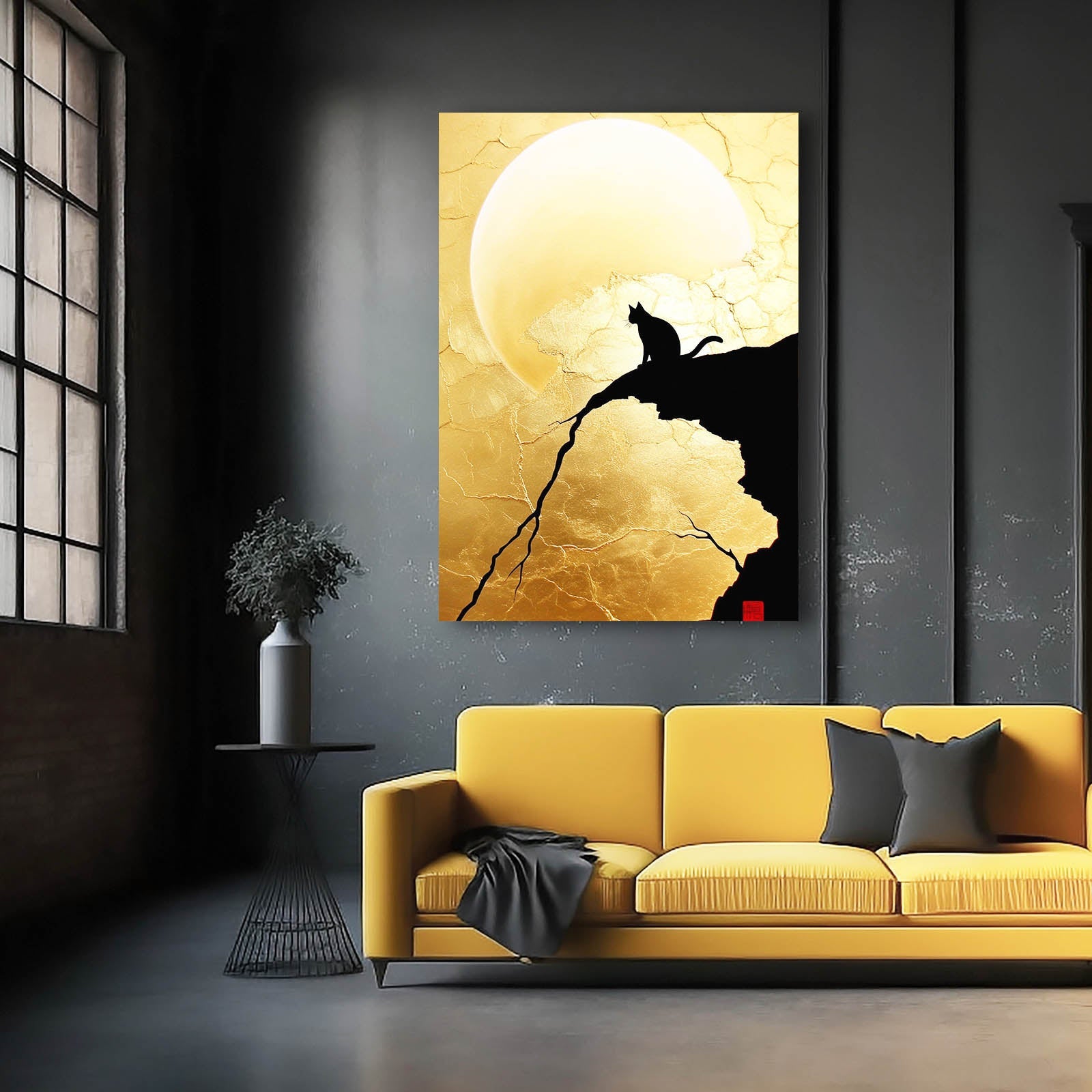Cat Sun Silhouette Wall Art