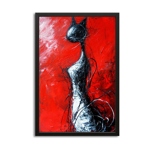 Cat Wall Art Artistic — contemporary canvas print in red tones, canvas print on white background