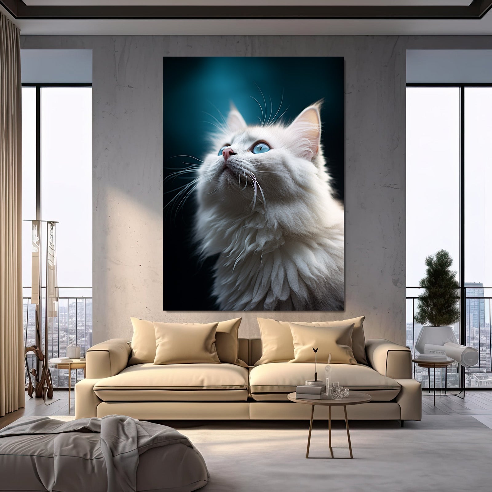 Cat Wall Art White