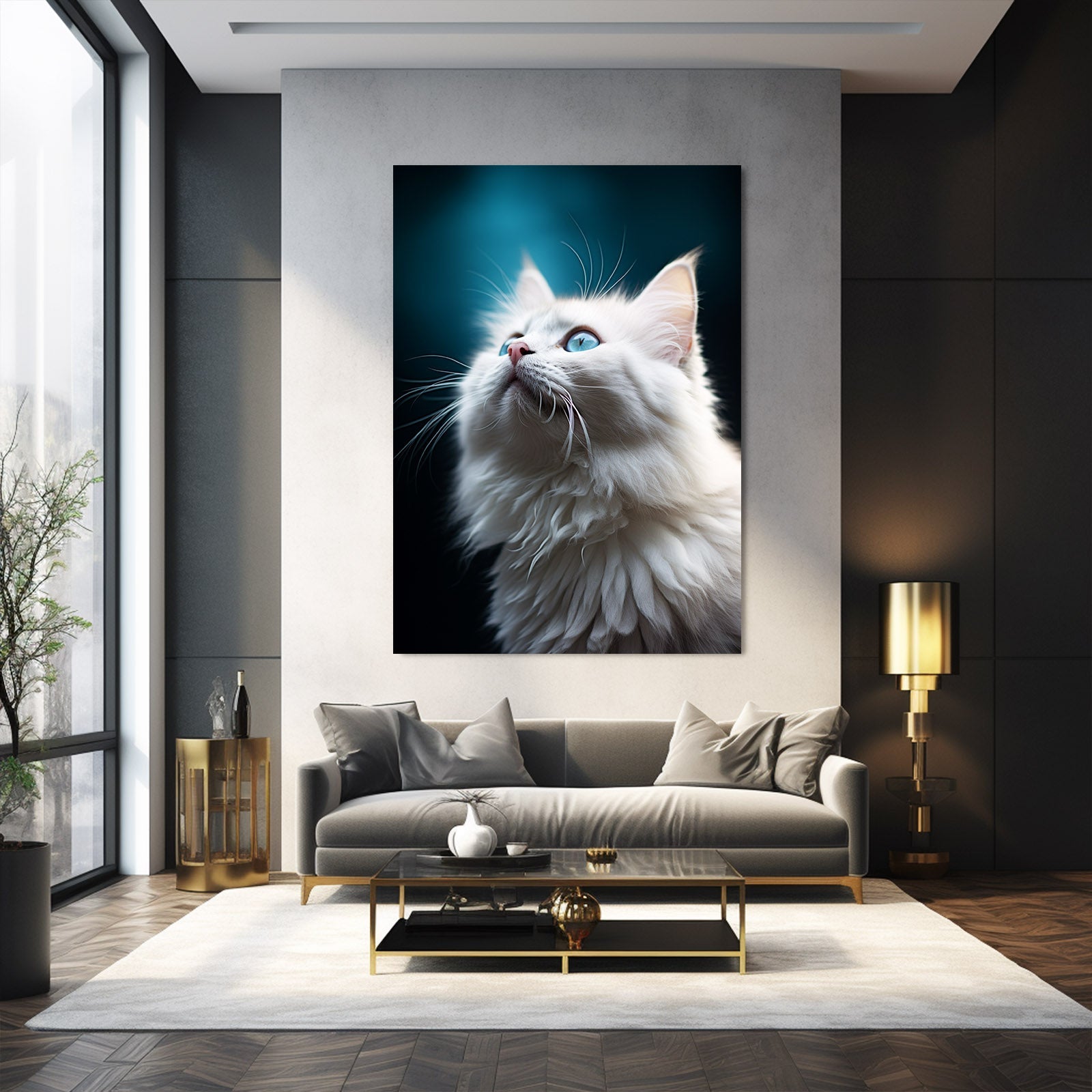 Cat Wall Art White