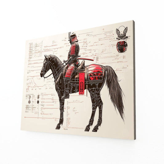 Cavalier Samurai Horse Prints — classic canvas print, angled canvas view on white background