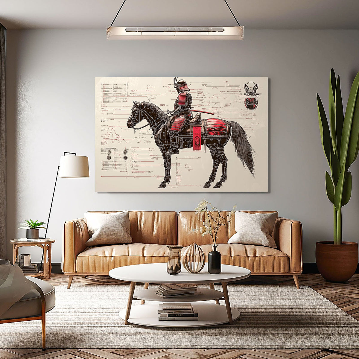 Cavalier Samurai Horse Prints — classic canvas print, styled in a furnished interior