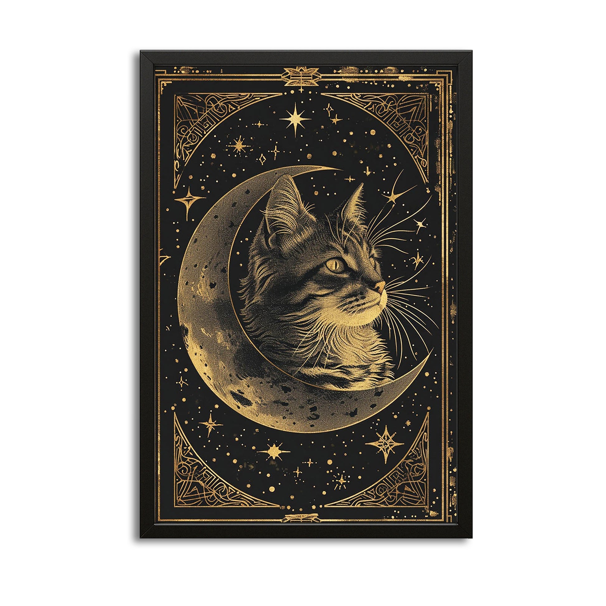 Celestial Cat Wall Art – canvas print on white background