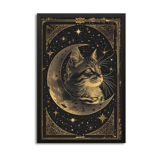 Celestial Cat Wall Art – canvas print on white background