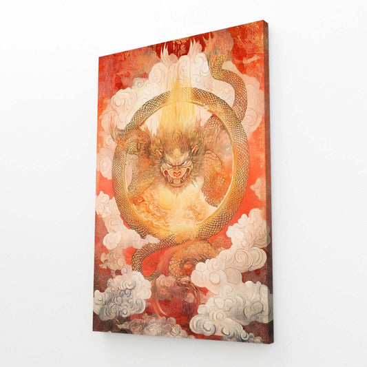 Celestial Cloud Coil Monkey Canvas Art – angled canvas view on white background