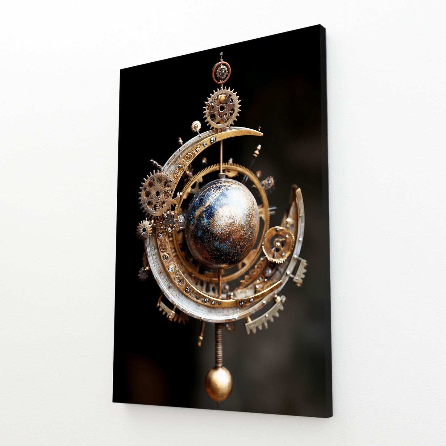 Celestial Gear Orb Steampunk Canvas – angled canvas view on white background