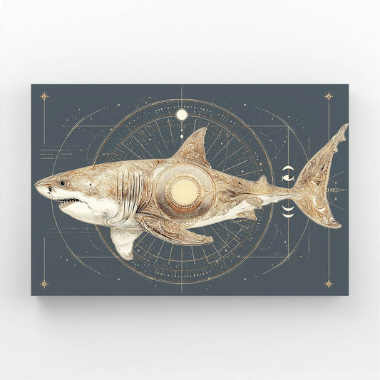 Celestial Navy Chart Shark Wall Decor – celestial navy chart shark canvas print
