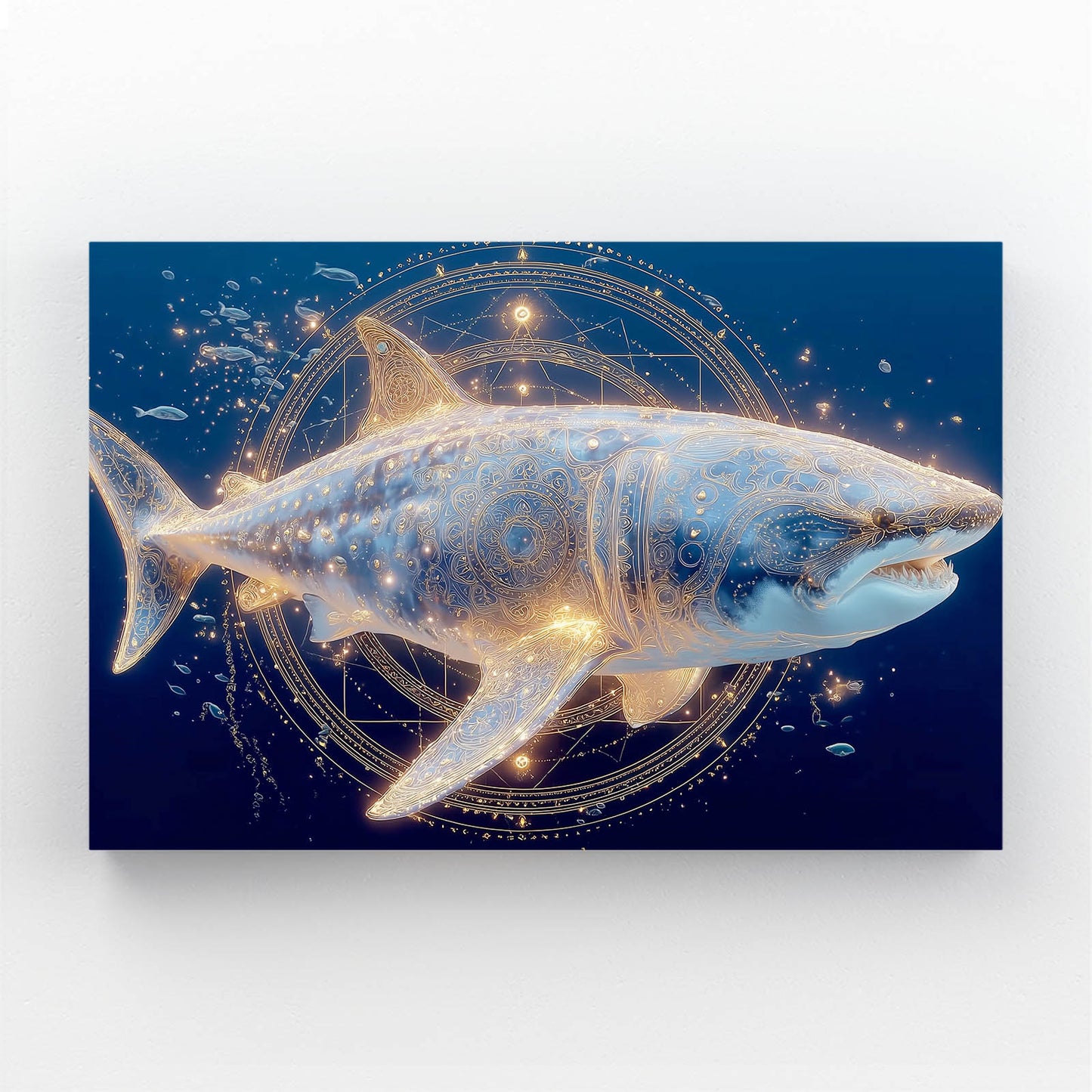 Celestial Night Shark Wall Art – canvas print on white background