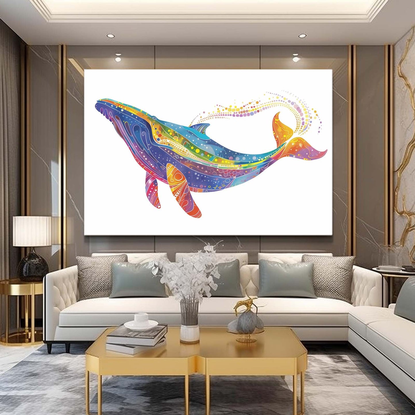 Celestial Rainbow Whale Art