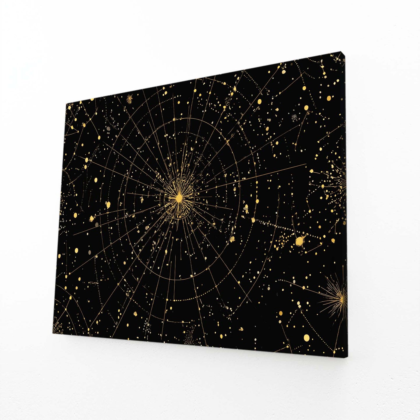 Celestial Star Map Gold Prints – angled canvas view on white background