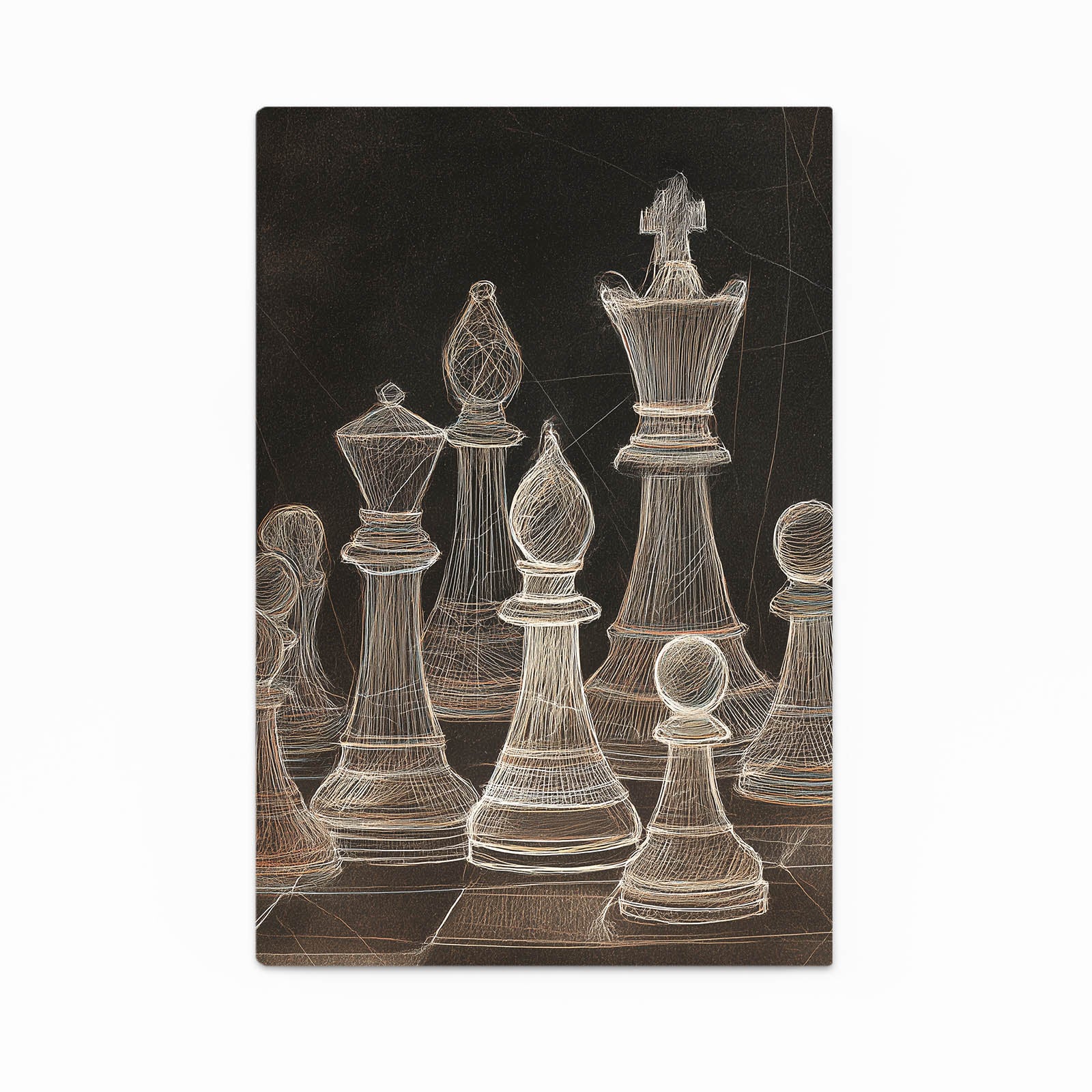 Chalk Sketched Set Chess Wall Art – chalk sketched set chess canvas print