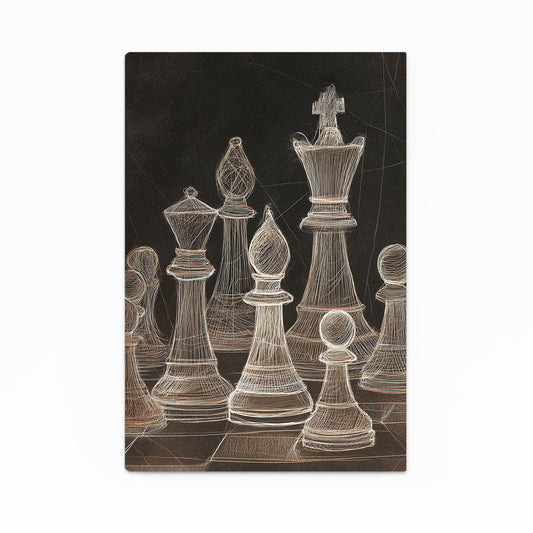 Chalk Sketched Set Chess Wall Art – chalk sketched set chess canvas print