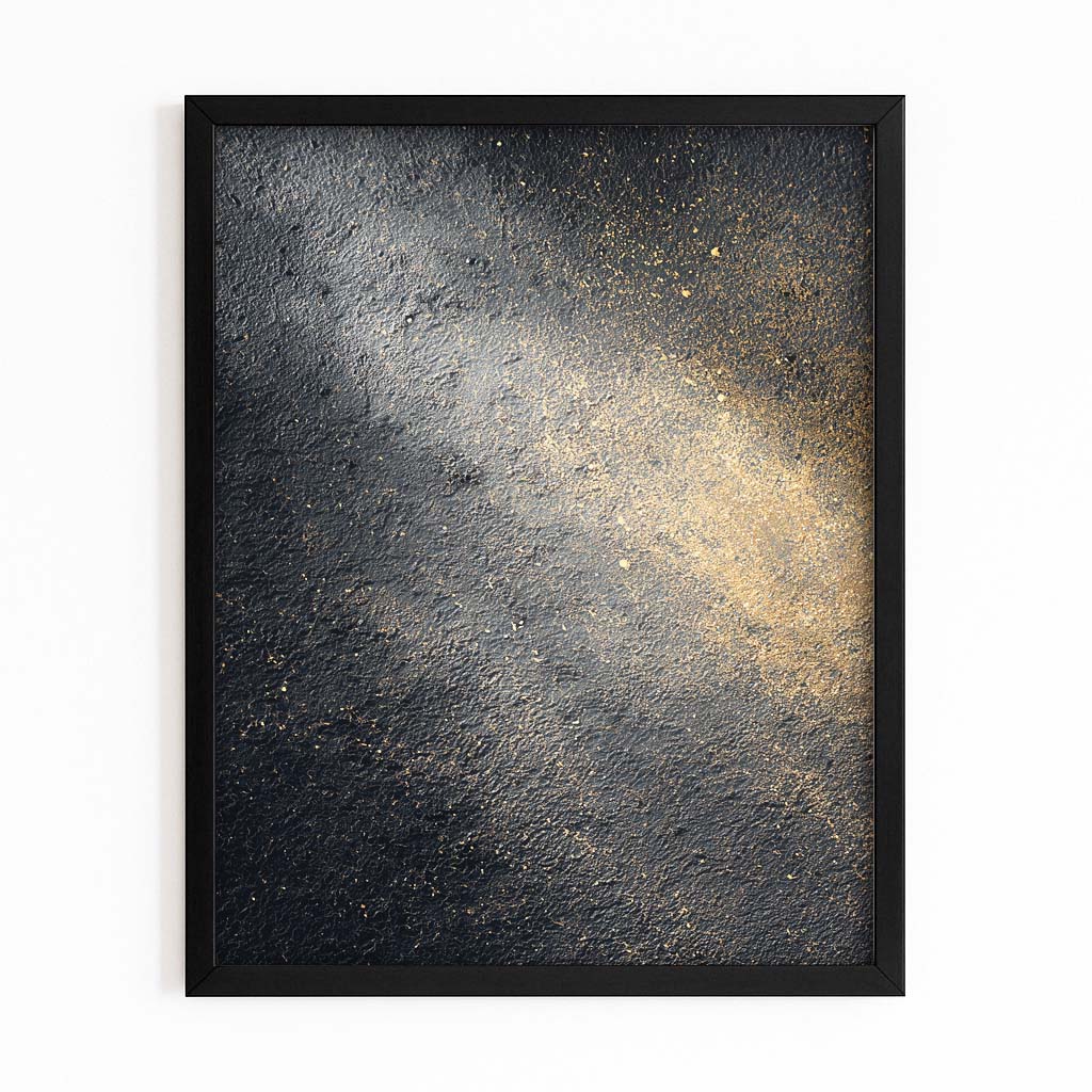 Charcoal Gold Mist Wall Art – with Premium Black frame on white background