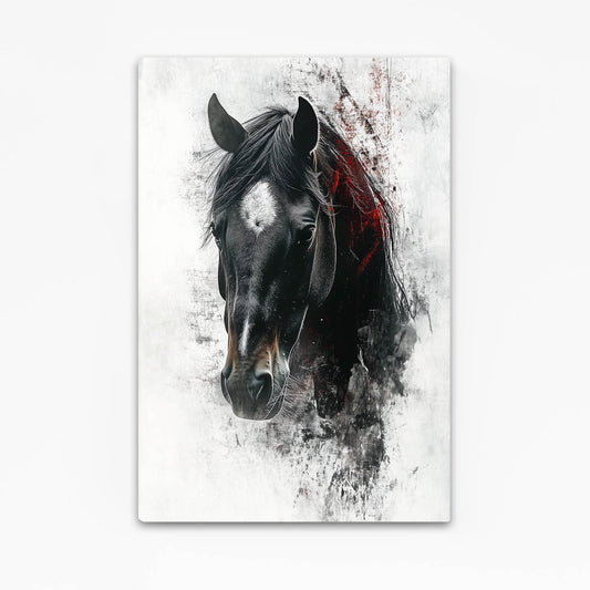 Charcoal Grit Portrait Horse Prints — contemporary canvas print, angled canvas view on white background