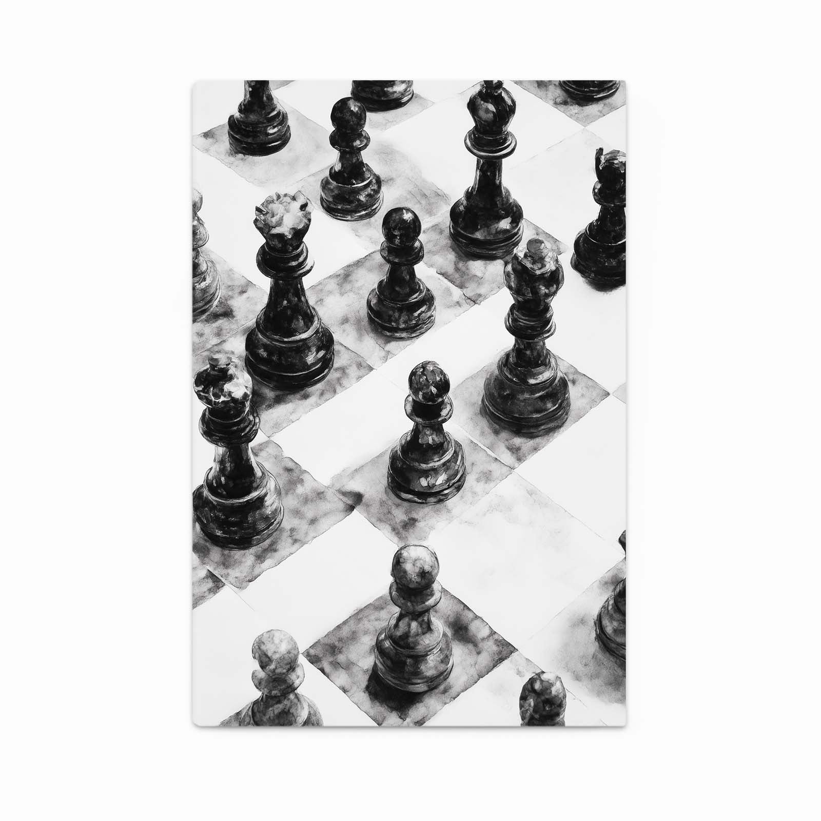 Charcoal Sketched Board Chess Prints – charcoal sketched board chess canvas print