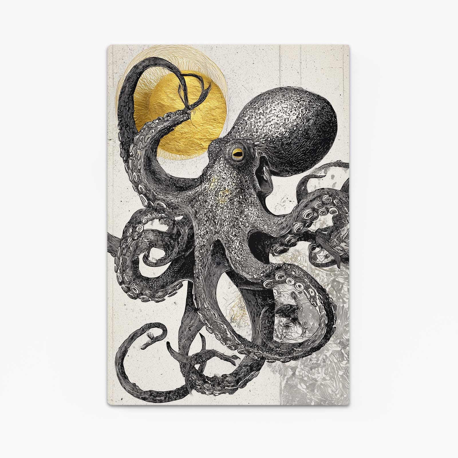 Charcoal Sun Sketch Octopus Canvas Art – charcoal sun sketch octopus canvas print