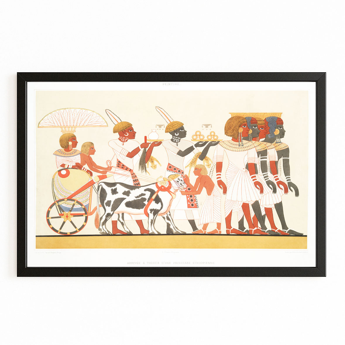 Chariot Battle Frieze Egyptian Prints – with Premium Black frame on white background
