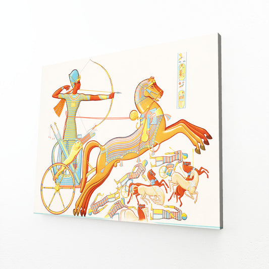 Chariot Hunt Scene Egyptian Prints – canvas print on white background
