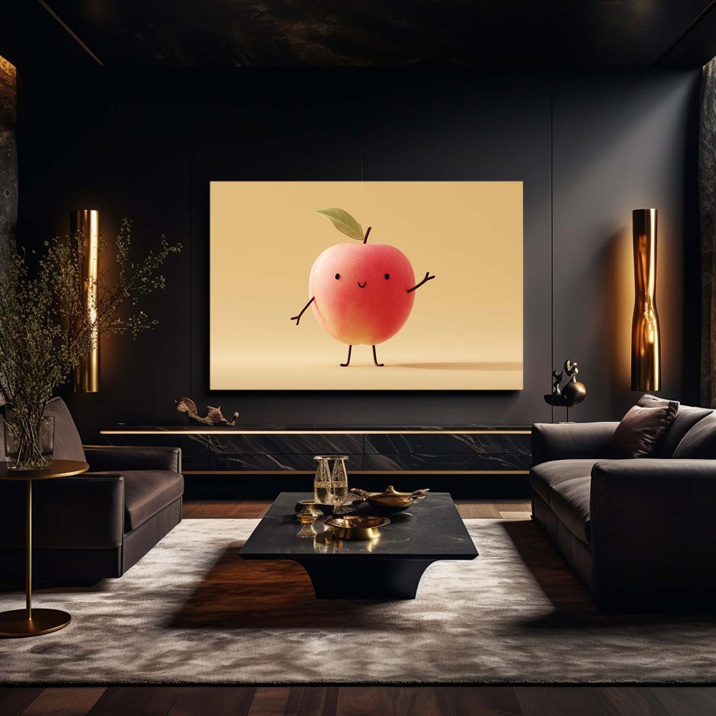 Cheerful Character Apple Wall Decor – styled in a furnished interior