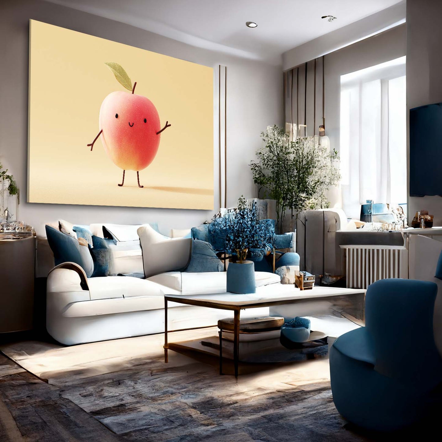 Cheerful Character Apple Wall Decor – styled in a furnished interior